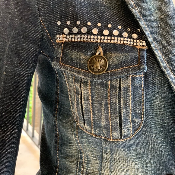 Tailored fitted Studded jean jacket size 2 - Picture 3 of 5